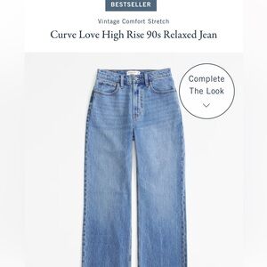 Abercrombie curve love medium wash straight leg jeans.